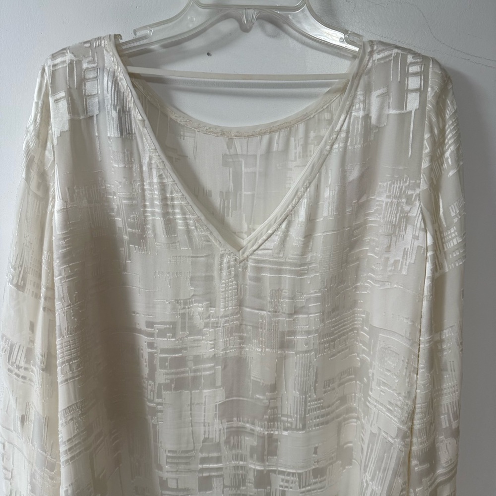 Long Sleeve Cream Blouse - Picture 3 of 10